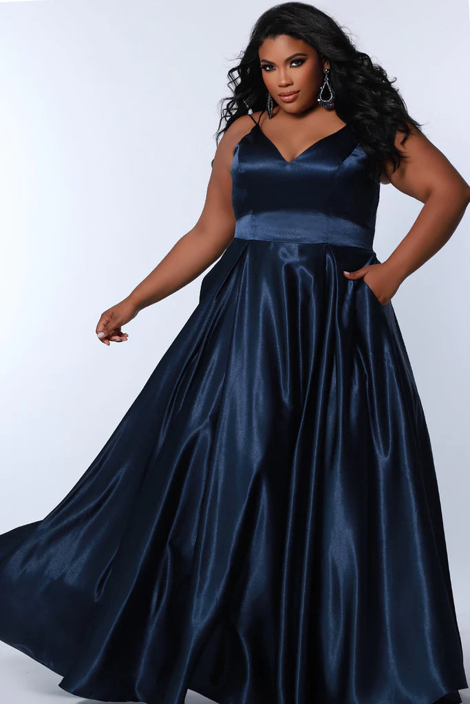 Sydney's Closet SC7363 Satin A-Line Silhouette Long Prom Dress With Po – Glass  Slipper Formals