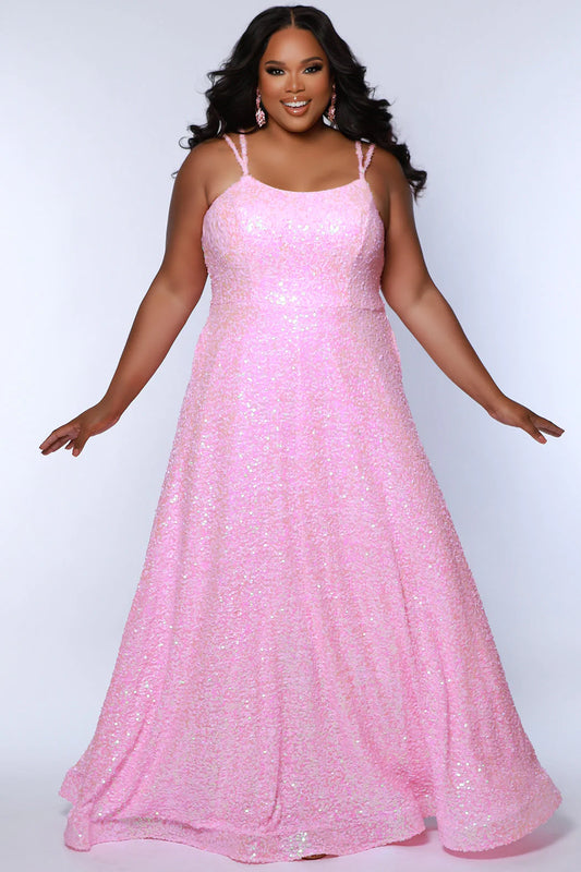Be the belle of the ball in Sydneys Closet SC7365 Long Prom Dress. This plus size formal dress features an all-over sequin bodice with a scoop neckline, and a gathered A-line skirt with pockets. Perfect for prom nights, the elegant style of this gown will make you feel like a star.