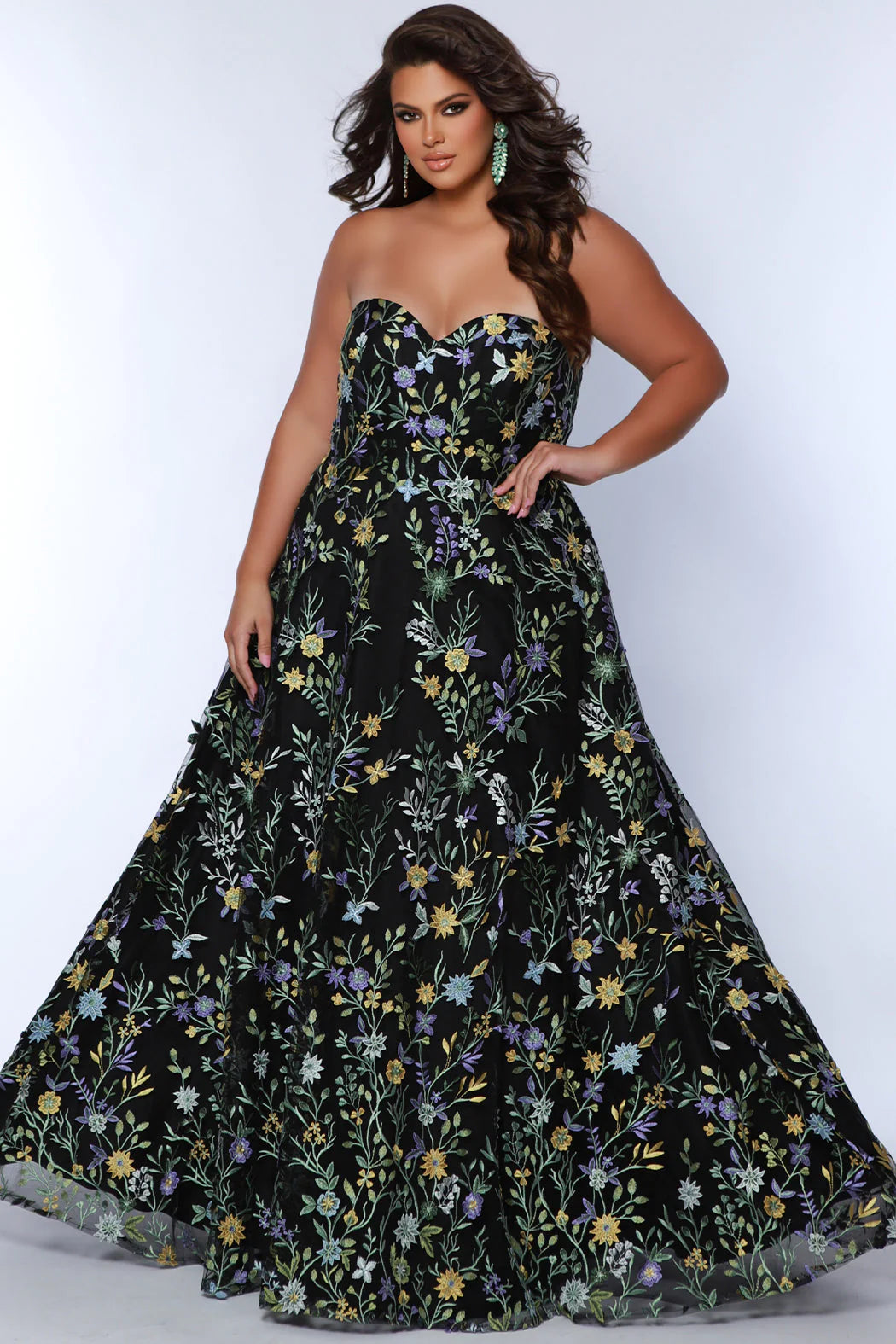 Black A-Line Prom Dress With Beaded Bodice, Satin Bottom, Slit, Pockets,  And Plunging V-Neck 22182 Black Custom Size | Black Silk Ball Gown | hhfi.in