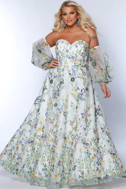 Watch Me Bloom Ivory Floral Plus Size Formal Dress Ivory Floral / 18