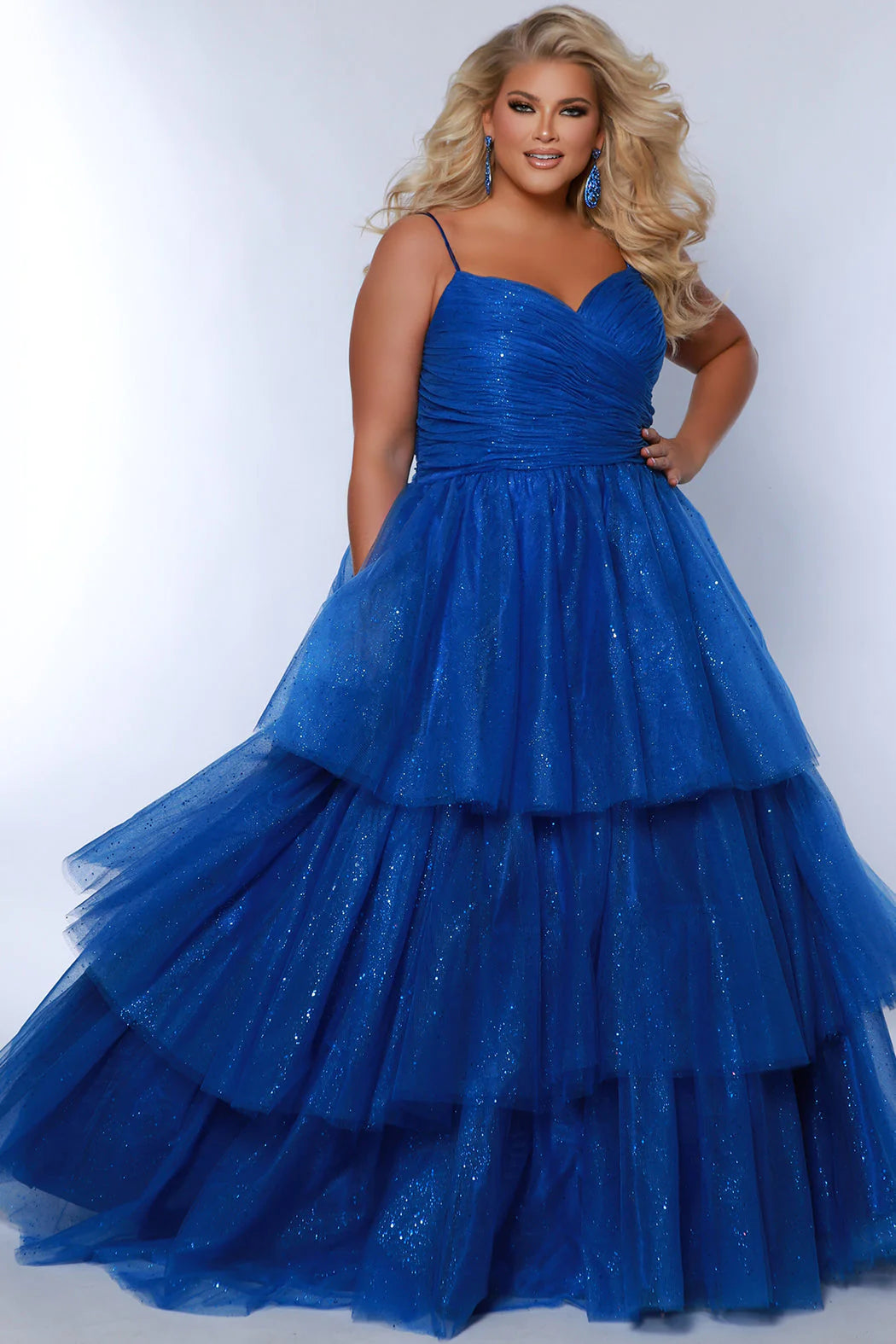 Sydneys Closet SC7392 Long Prom Dress Plus Size Ballgown Sparkle Tulle Pageant Formal Gown