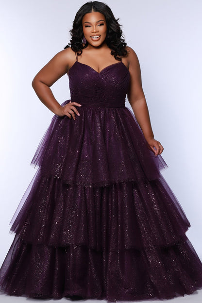 Sydneys Closet SC7392 Long Prom Dress Plus Size Ballgown Sparkle Tulle Pageant Formal Gown