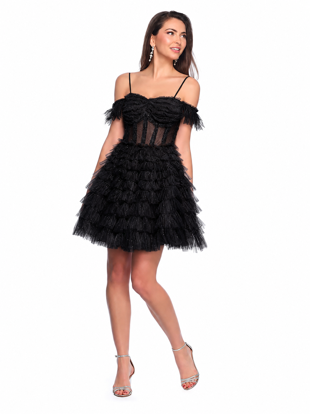 Dave & Johnny 11754 black-17 Size 14-1 Sequin Corset Homecoming Dress