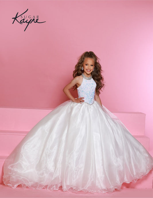 Sugar Kayne C302 Sequined velvet girls and preteens pageant dress