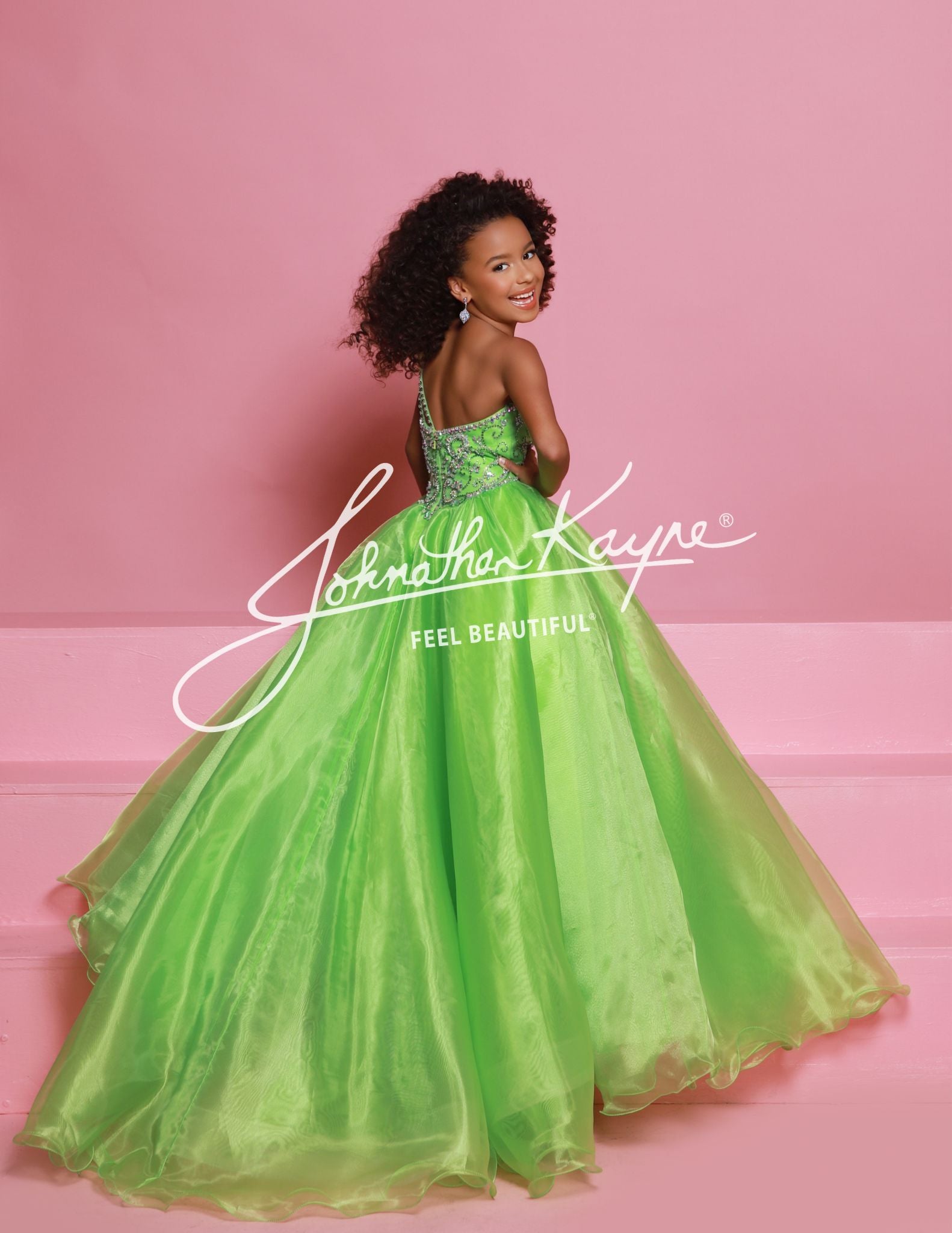 Sugar Kayne C355 Size 6 Apple Green Girls Pageant Dress One Shoulder Ballgown Formal Crystal Bodice Organza Sugar Kayne C355 Size 6 Apple Green Girls Pageant Dress One Shoulder Ballgown Formal Crystal Bodice Organza