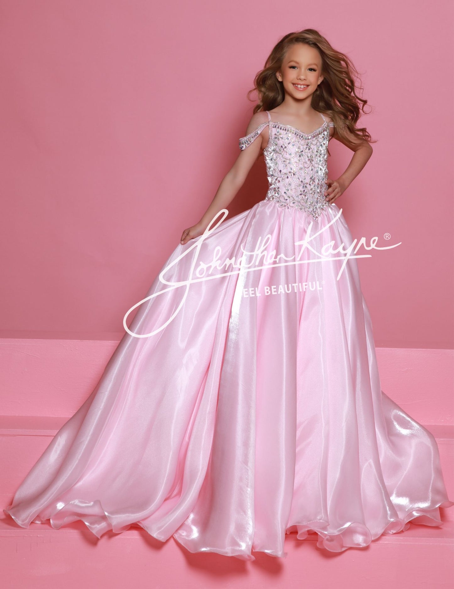 mirror organza dress Sugar Kayne C365 Organza Girls Pageant Dress Off the Shoulder Crystal Bodice Formal Gown Midnight / 6