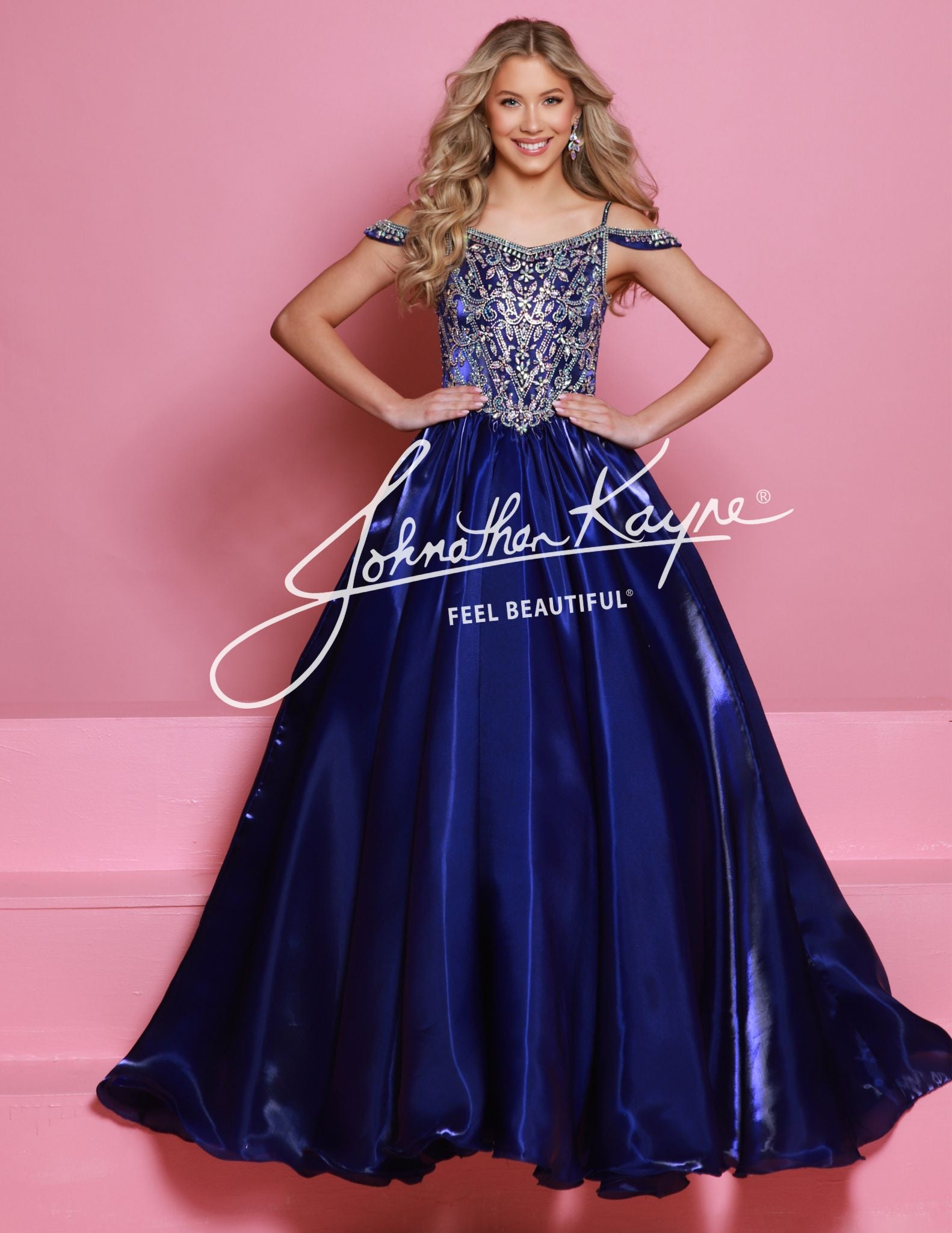Sugar Kayne C365 Organza Girls Pageant Dress Off the Shoulder Crystal Bodice Formal Gown Midnight / 6