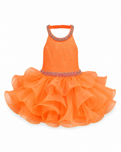 Sugar Kayne C220 Girls Baby Halter Cupcake Ruffle Pageant Dress Corset Formal Gown
Have your little cupcake bring on all the charm in this stunning organza gown. The corset back is the perfect addition as the little one grows!

Colors: Neon Orange

Sizes: 2T

Fabric Organza, Satin Lining