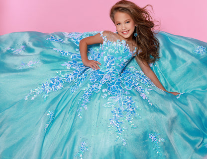 Look sharp and sparkly in the Sugar Kayne C336 long pageant dress. Constructed with a luxurious sequin mesh material, this dress ensures a glamorous touch while remaining lightweight and comfortable. The perfect choice for any event, its full-length skirt provides an elegant look that is sure to make heads turn.&nbsp;Dazzle and delight in our Sequin Mesh and Shimmer Organza Ballgown! This enchanting gown will twinkle and shine at any pageant.

Color:&nbsp;Blue Raspberry, Cotton Candy, Tangerine

Size:&nbsp;