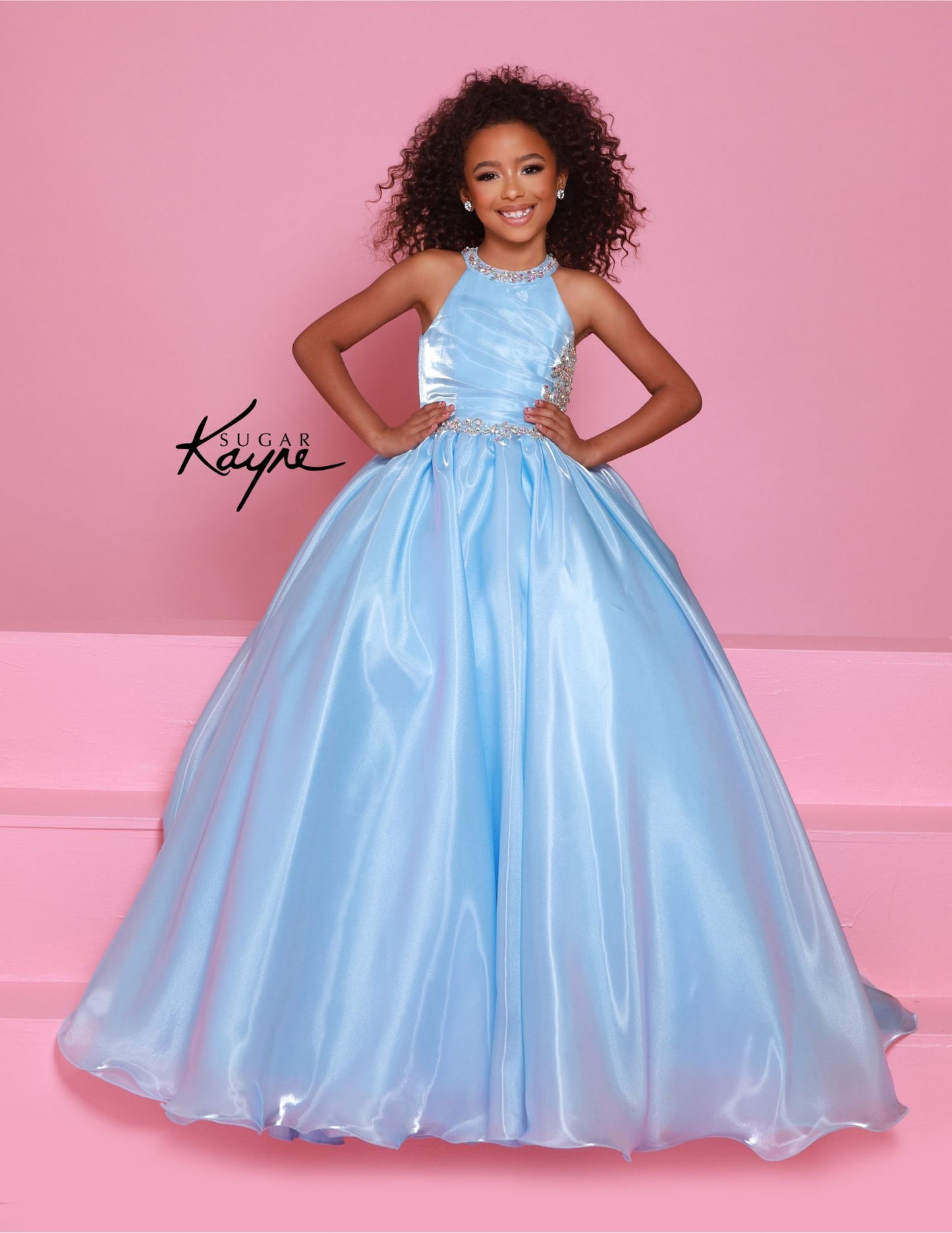 Sugar Kayne C379 Girls Ice Blue Pageant Dress