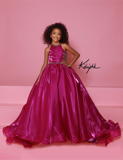 Sugar Kayne C379 Girls Magenta Pageant Dress