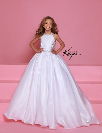 Sugar Kayne C379 Girls White Pageant Dress