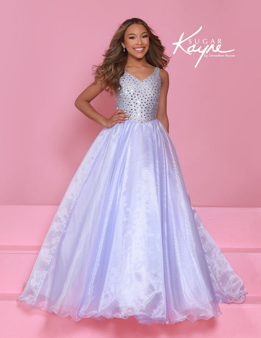 Sugar Kayne C392 Girls Pageant Dress Ballgown V Neckline Crystal Organza

Elevate her pageant presence with the Sugar Kayne C392 Girls Pageant Dress. This stunning ballgown features an elegant V neckline and is beautifully crafted with crystal-embellished organza fabric that catches the light with every movement. Designed to make her feel confident and special on stage, this dress combines timeless elegance with show-stopping details.

Colors&nbsp; Aqua, Lilac, White

Sizes&nbsp; 2, 4, 6, 8, 10, 12, 14, 16
