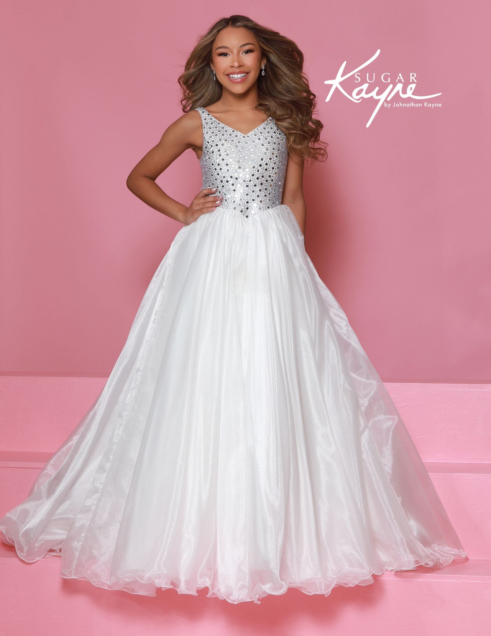 Sugar Kayne C392 Girls Pageant Dress Ballgown V Neckline Crystal Organza

Elevate her pageant presence with the Sugar Kayne C392 Girls Pageant Dress. This stunning ballgown features an elegant V neckline and is beautifully crafted with crystal-embellished organza fabric that catches the light with every movement. Designed to make her feel confident and special on stage, this dress combines timeless elegance with show-stopping details.

Colors&nbsp; Aqua, Lilac, White

Sizes&nbsp; 2, 4, 6, 8, 10, 12, 14, 16