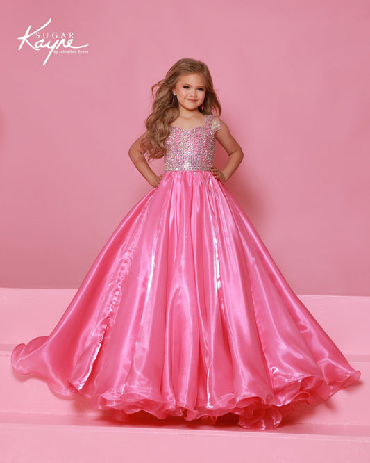 Sugar Kayne C400 Bubblegum Girls Pageant Dress Crystal Fringe