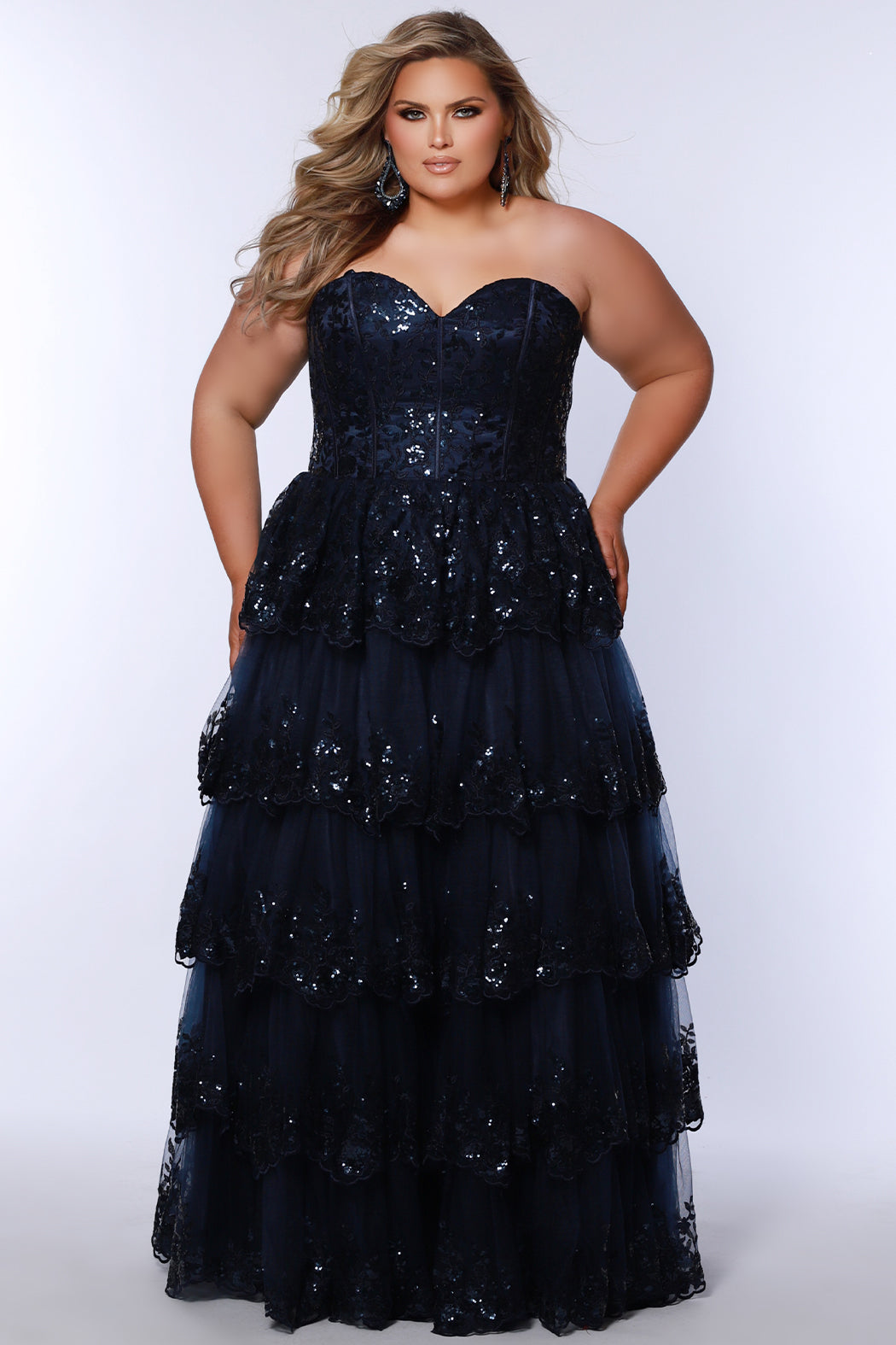 Sydney's Closet SC7398 Size 20 Burgundy Plus Sized Formal Dress Strapless Sweetheart Ruffle Long Lace Sydney's Closet SC7398 Size 20 Burgundy Plus Sized Formal Dress Strapless Sweetheart Ruffle Long Lace