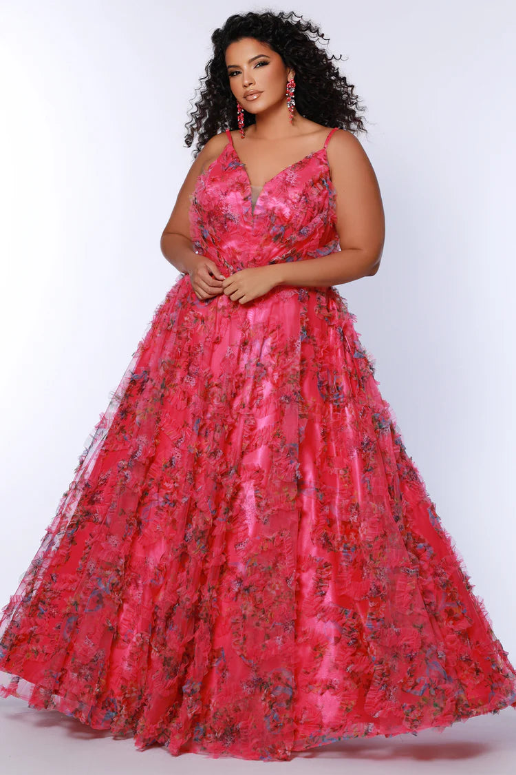Step into the spotlight with Sydney's Closet TE2508, a bold Size 22 pink A-line gown designed to turn heads. Its daring V-neckline and playful ruffle print combine elegance with confident flair, making it the perfect choice for prom or formal nights. Embrace your curves while enjoying a graceful silhouette that moves with you—this dress is your ultimate statement of fearless style.

Size: 22

Color: Pink