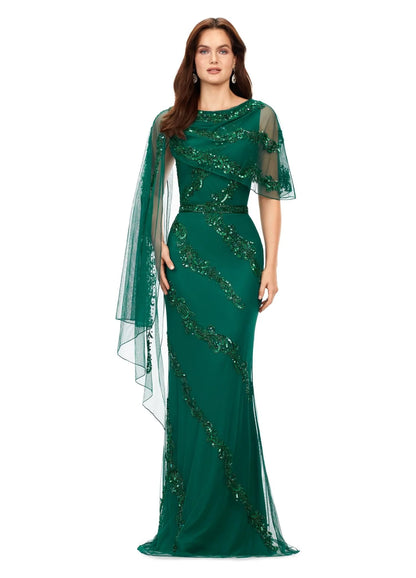 Ashley Lauren 11213 Long Evening Gown Detachable Overlay