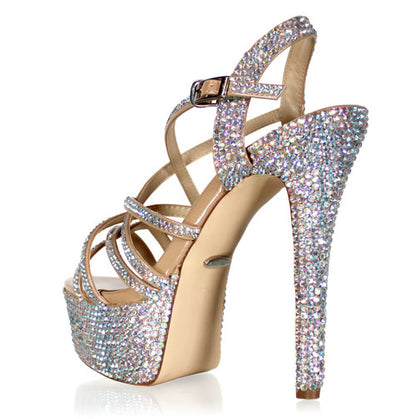 Marc Defang METTE AB CRYSTAL Platform Pageant Heel Prom Shoes  DESCRIPTION No. 1 seller in pageantry Featured crystal color: AB Crystals Heel Height: 5.75" heels and 1.75" Platforms Light weight and sturdy Design for stage and runway performance 100% custom handmade product, breathtaking craftsmanship  Medium width, run true to size  Available Sizes: 5.5, 6, 6.5, 7, 7.5, 8, 8.5, 9, 9.5, 10, 11 (Average 30 days before Arrival - custom made)