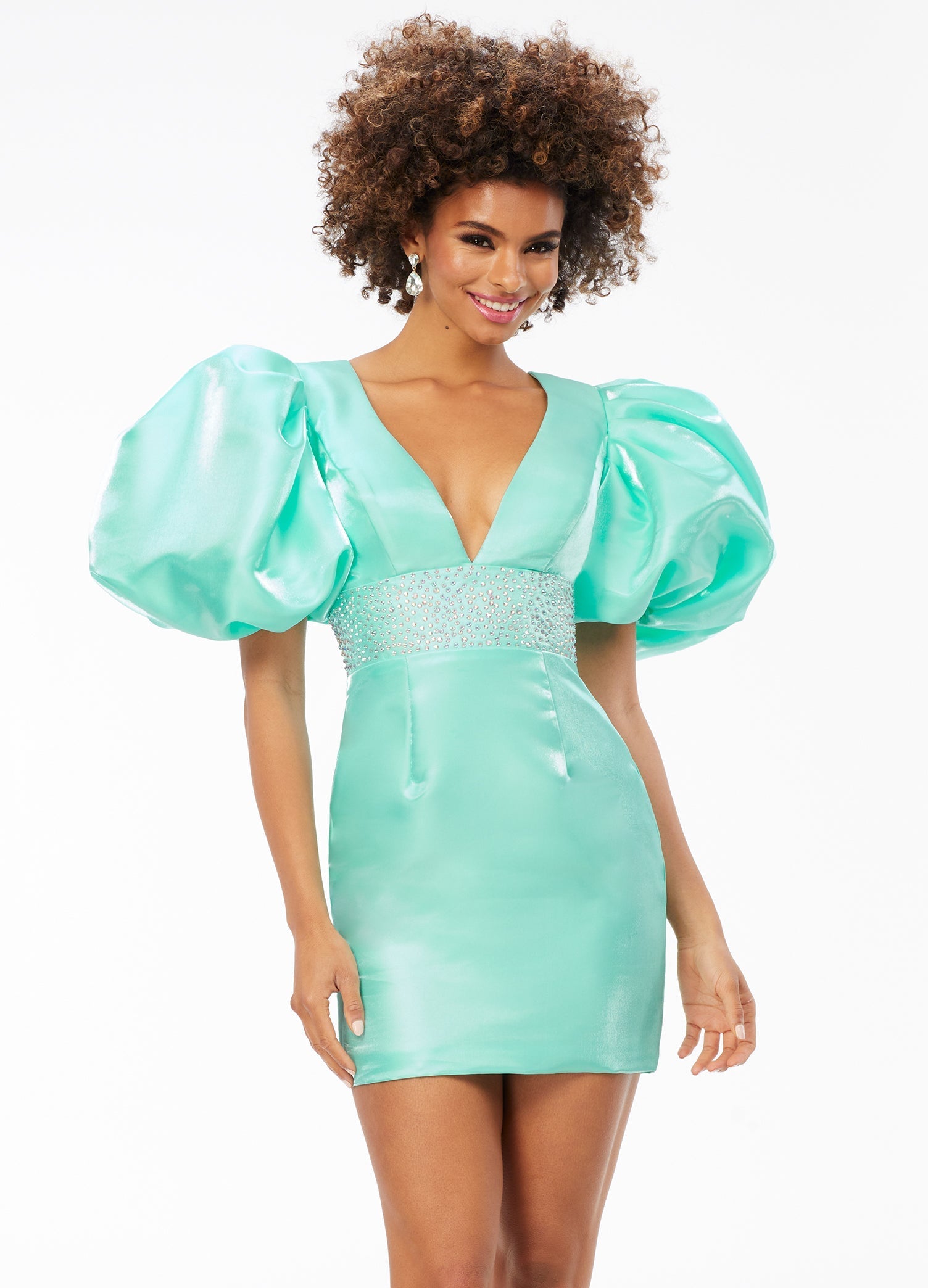 short dress with puff sleeves Pink A-line Babydoll Homecoming Pink / US 12 short puff sleeves Milumia Women's Ditsy Floral Puff