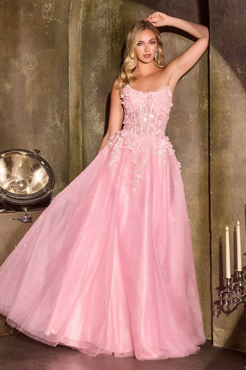 L:adivine C174 Strapless Sheer Scoop Corset Prom Dress with A-Line Train Make an unforgettable entrance in this sophisticated L:adivine prom gown. The strapless design features a sheer scoop neckline that frames the shoulders elegantly, while the structured corset bodice provides flattering support and definition. The flowing A-line silhouette transitions into a graceful train, creating movement and drama as you walk. Crafted for the discerning prom-goer who values both architectural design and timeless ele