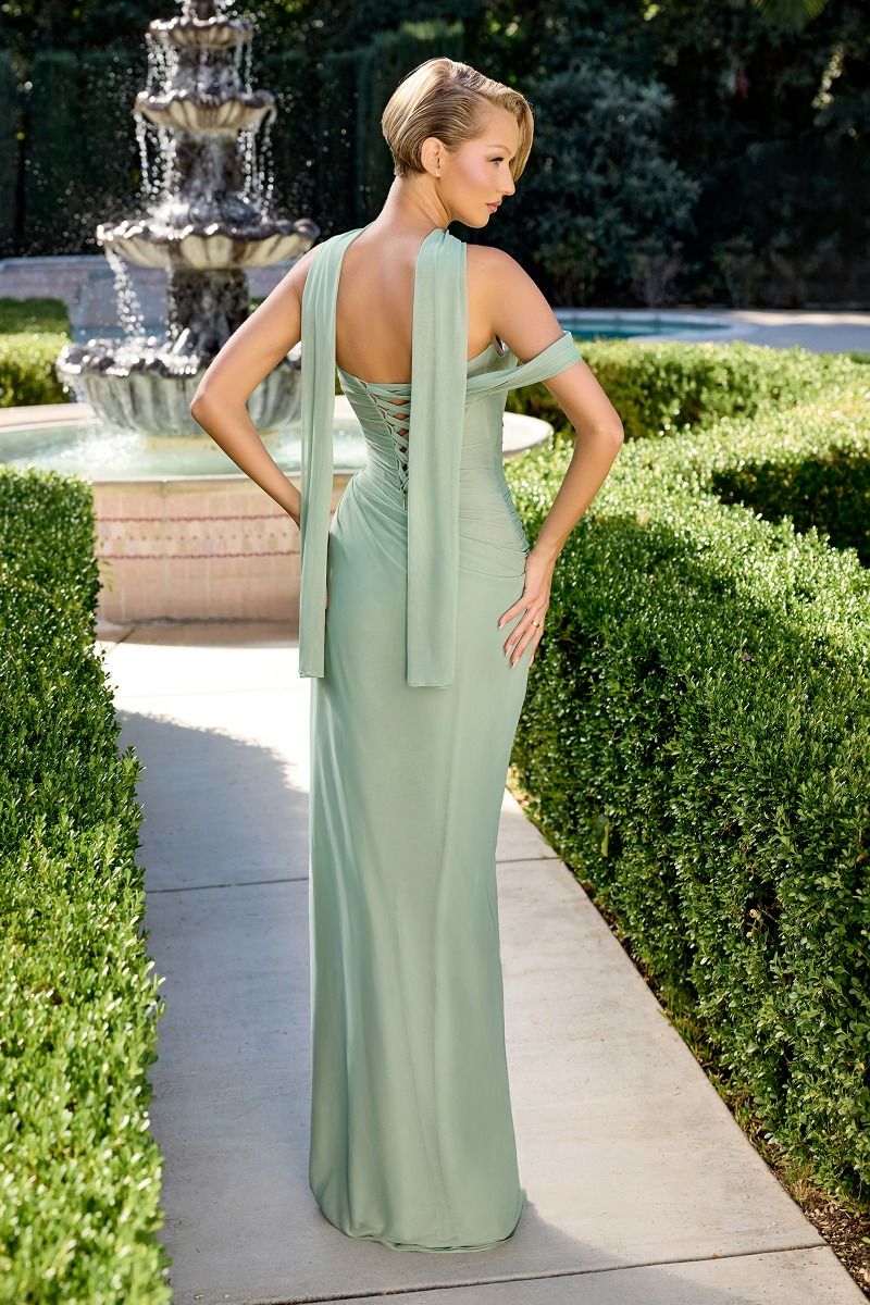 The Ladivine CD406 combines timeless elegance with contemporary design. This off-the-shoulder prom dress features a structured pleated corset bodice that creates a flattering silhouette, while the dramatic slit train adds movement and sophistication. The sweetheart neckline and fitted waist emphasize your curves, making this an ideal choice for prom, formal events, or special occasions. Crafted with premium attention to detail, this dress delivers red-carpet glamour with refined, editorial polish.

Silhouet