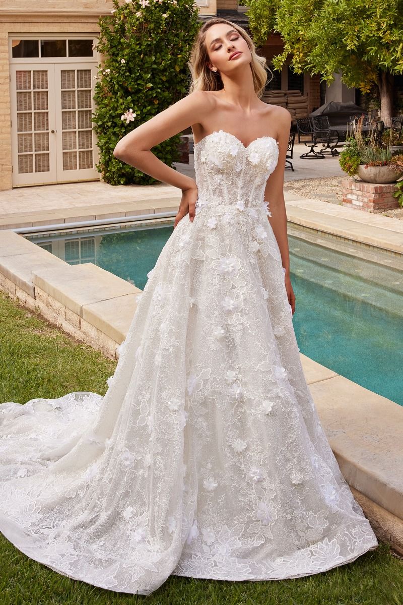 Andrea and Leo Couture CD860W Strapless Wedding Dress Removable Shaw 6 / Off White Andrea and Leo Couture CD860W Strapless Wedding Dress Removable Shaw 6 / Off White