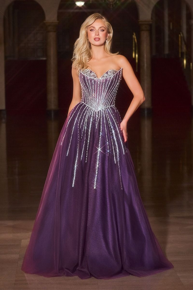 Ladivine CDS541 Size 14 Eggplant Corset Prom Dress Ballgown