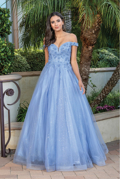 homecoming queen dresses Dancing Queen 4316 Prom Dress Long a Line Off The Shoulder Shimmer Lace Ballgown 3XL / Dusty Blue