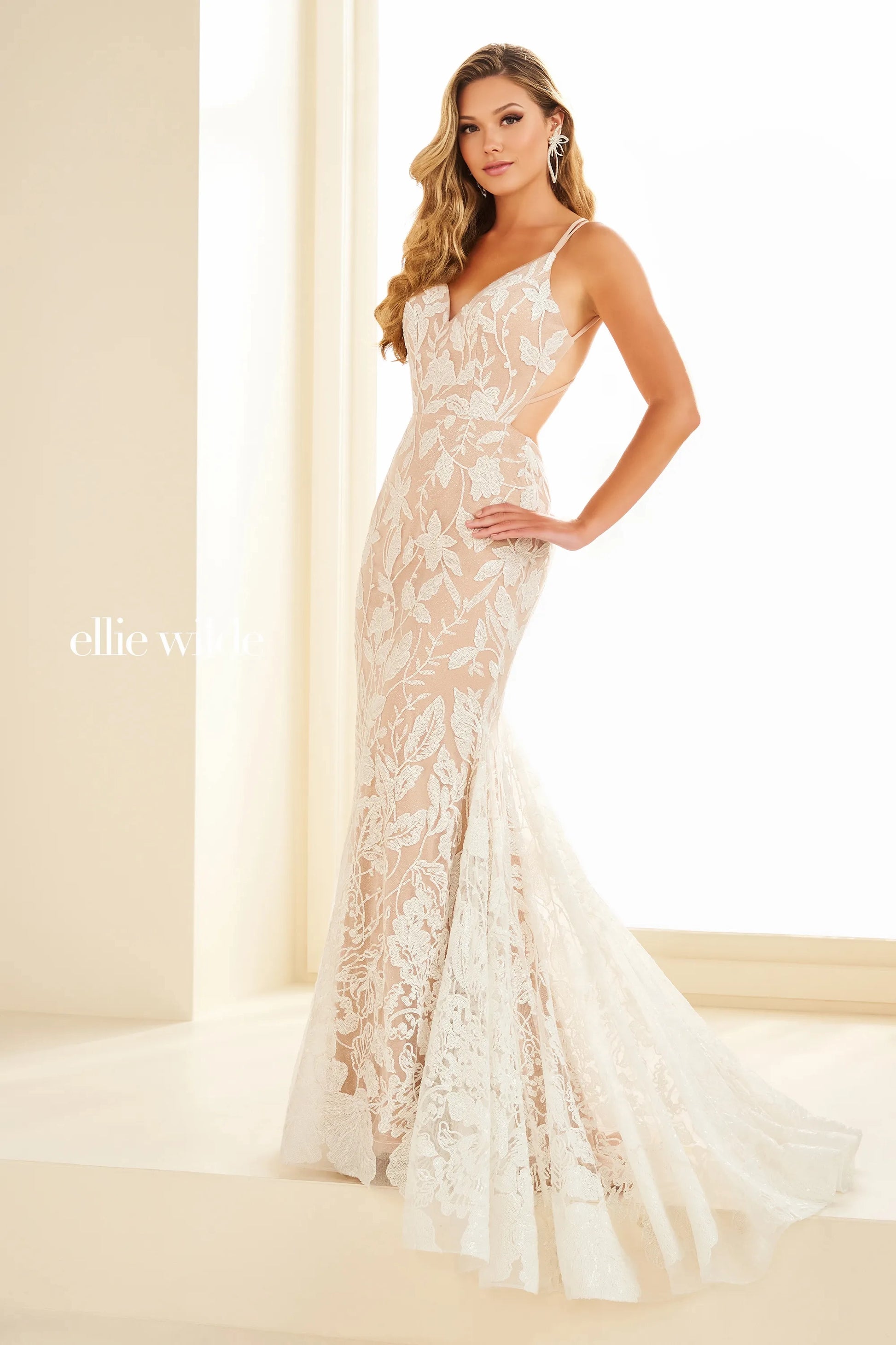 Ellie Wilde EW36034 Long Backless Mermaid Prom Dress Sequin Shimmer Pa Glass Slipper Formals Ellie Wilde EW36034 Long Backless Mermaid Prom Dress Sequin Shimmer Pa Glass Slipper Formals