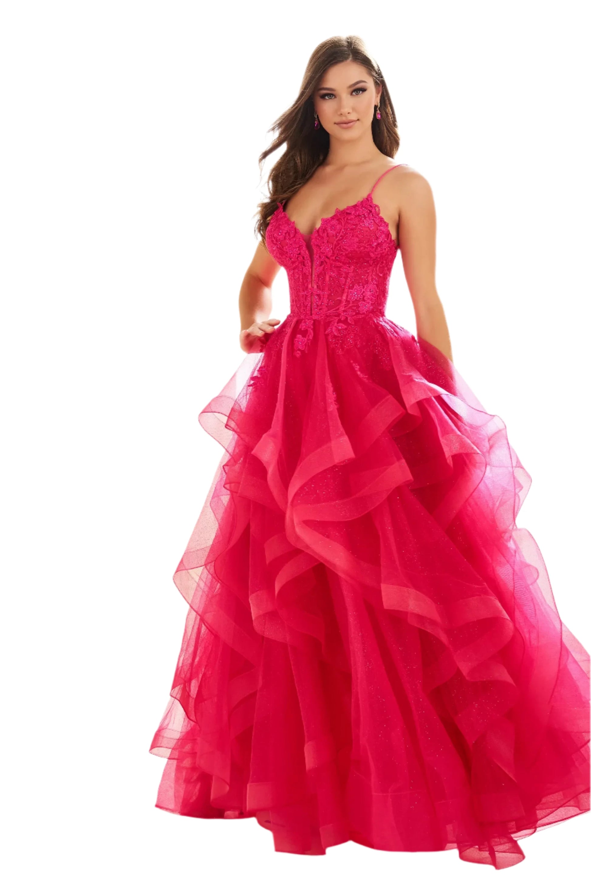 Ellie Wilde EW36203 Size 0 Fuchsia Ruffle A Line Sheer Lace Corset Prom Dress Formal evening Gown Shimmer Ellie Wilde EW36203 Size 0 Fuchsia Ruffle A Line Sheer Lace Corset Prom Dress Formal evening Gown Shimmer