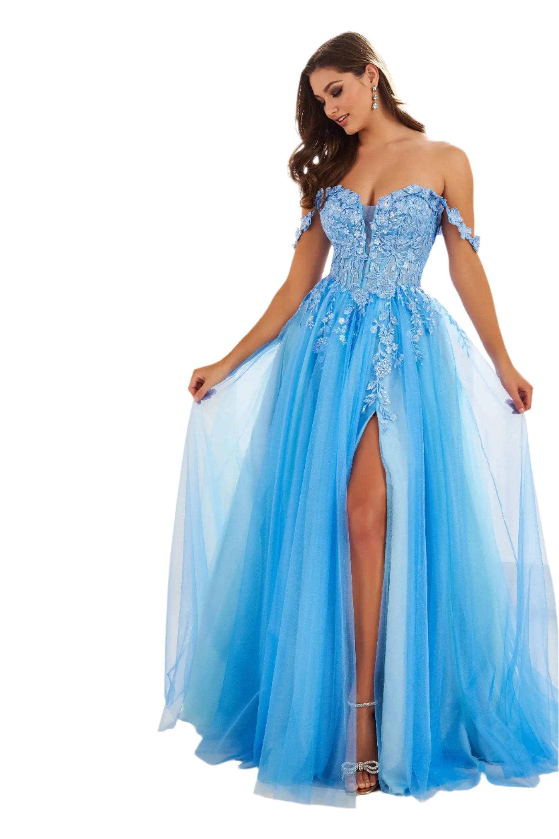 Ellie Wilde EW36214 Long Prom Dress Atlantis Blue / 6 Ellie Wilde EW36214 Long Prom Dress Atlantis Blue / 6