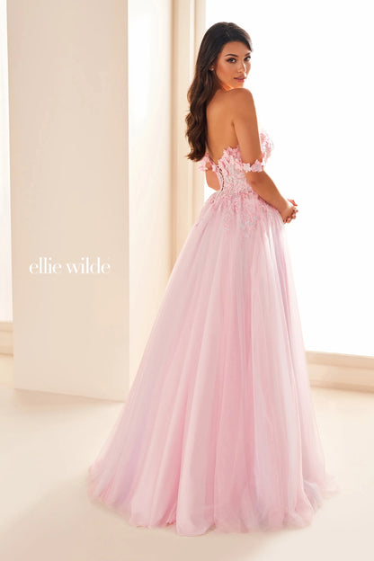 Ellie Wilde EW36214 Lace Prom Dress Corset Off the Shoulder Formal Gown