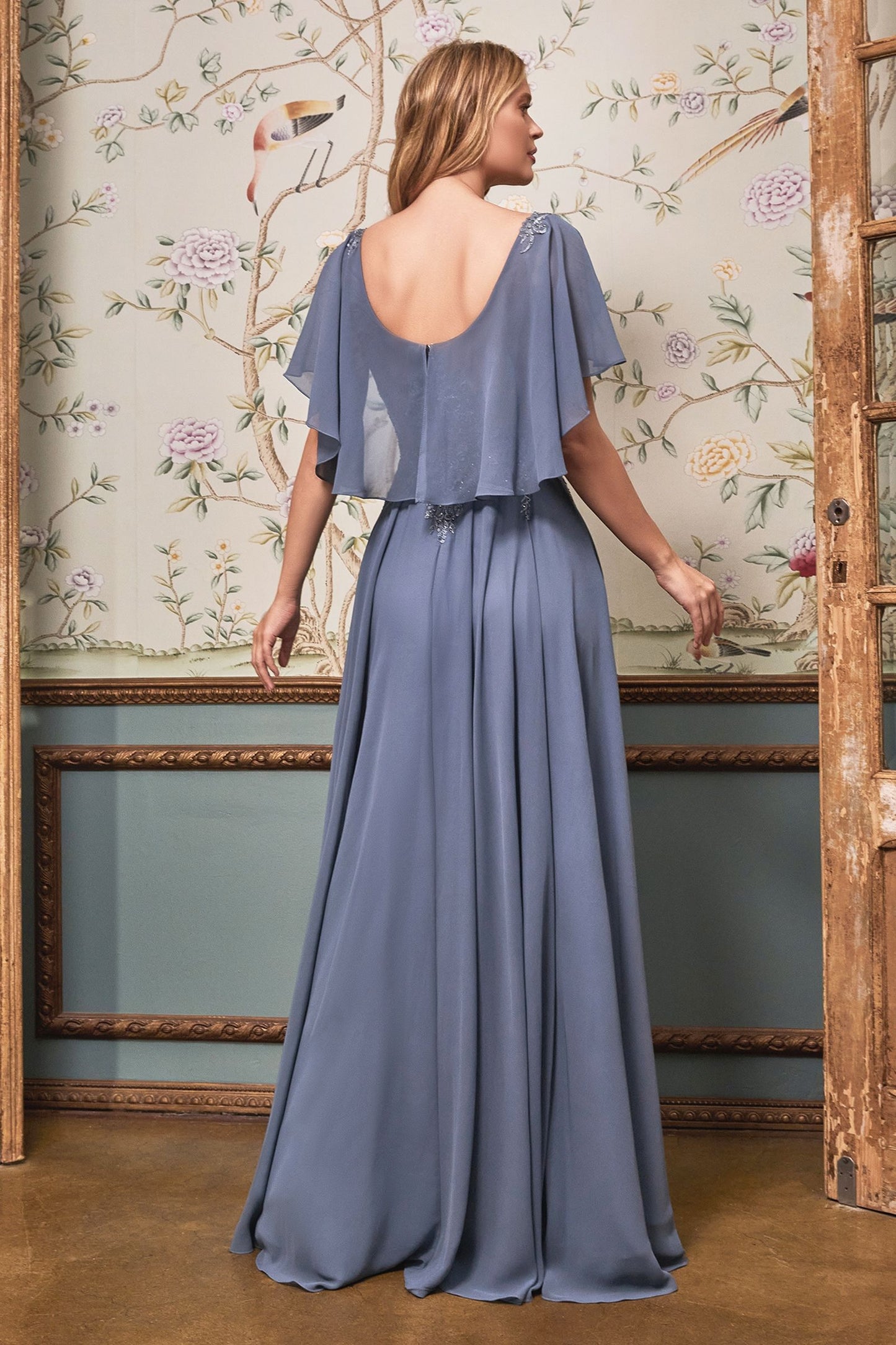 Ladivine HT101 A Line Chiffon Evening Dress Mother of the Bride Groom Gown Cape 18 / Sea Mist