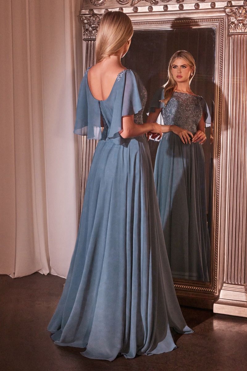 Ladivine HT101 Size 22 Blue A Line Mother of the Bride Groom Gown Cape Ladivine HT101 Size 22 Blue A Line Mother of the Bride Groom Gown Cape