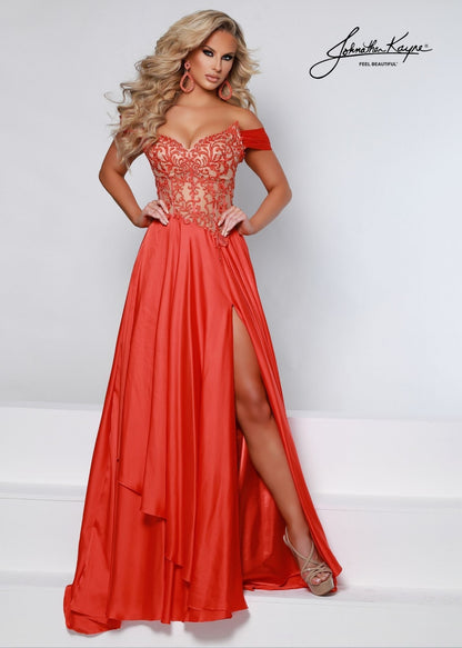 Johnathan Kayne 2554 Size 6 Orange Pageant Gown Prom Dress
