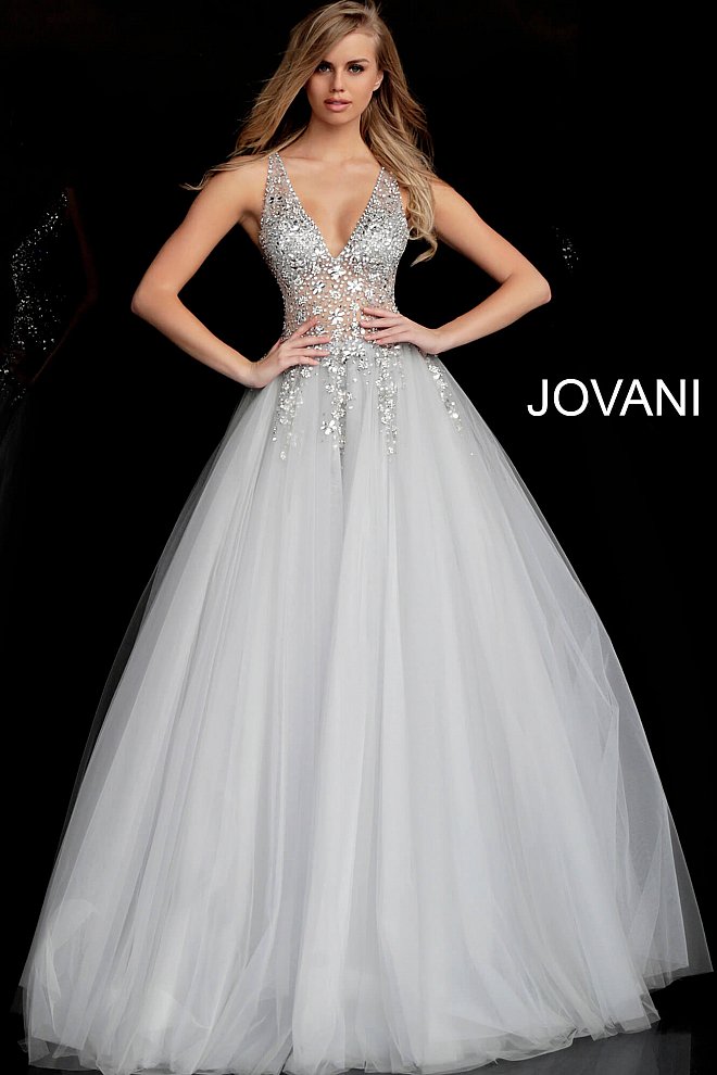 Jovani 65379 Ball Gown Prom Dress - 00 / Grey - 5