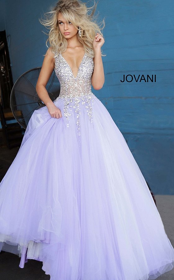 Jovani 65379 Ball Gown Prom Dress - 00 / Lilac - 4