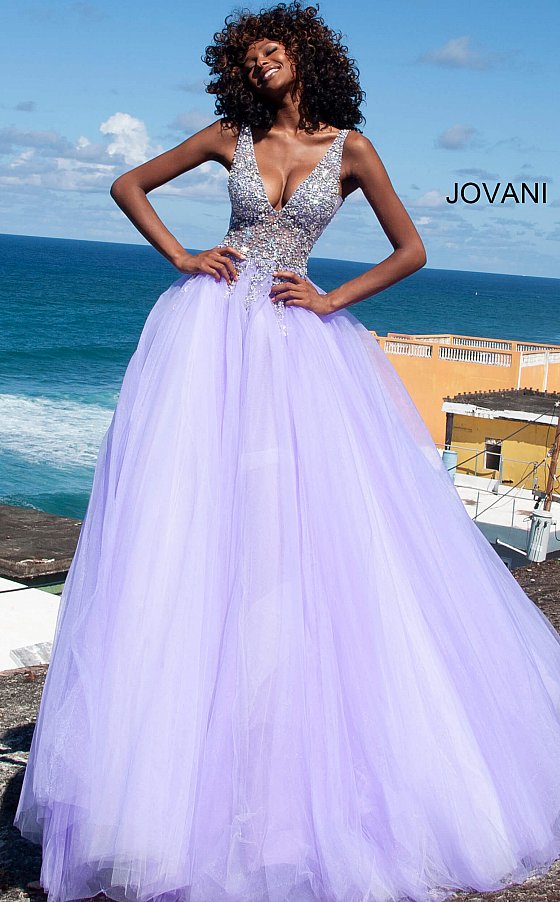 Light Purple Tulle Sequin Long Prom Dress, Purple Evening Dress – shopluu