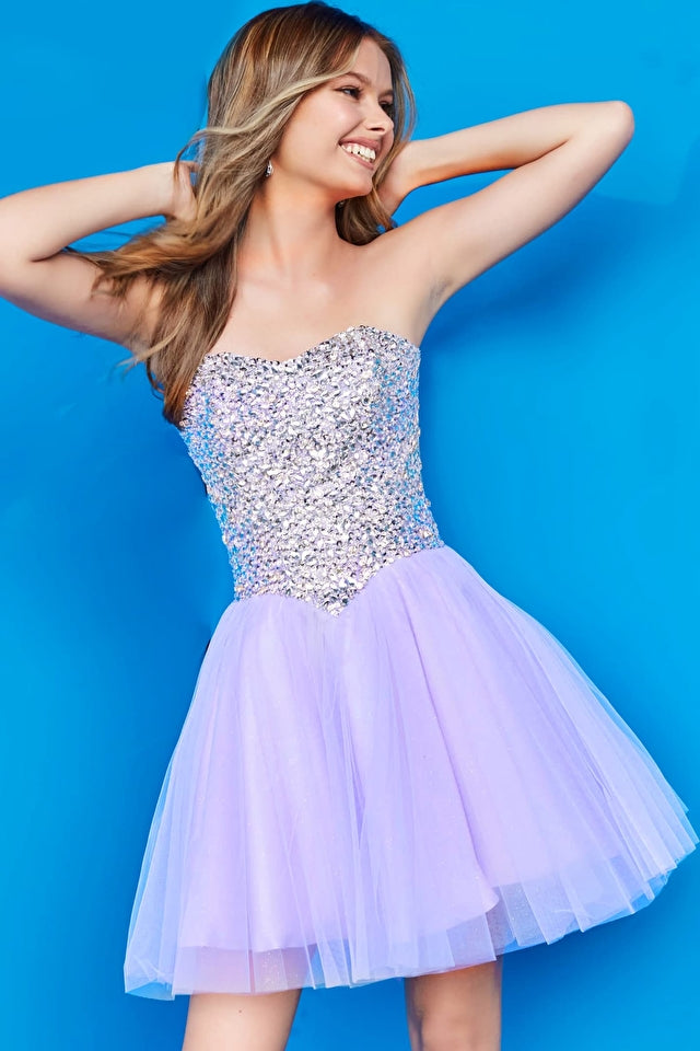Jovani Kids K22231 Fit And Flare Sweetheart Neckline Strapless Beaded Bodice Short Girls Dress. Your princess will shine like a diamond in this Jovani Kids K22231 Strapless Fit & Flare Dress! Featuring a sparkly beaded bodice, sweetheart neckline, and dreamy flared skirt, she'll be sure to wow everyone at her next event - no royal wave necessary!