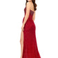 Ashley Lauren 11238 Feel like a celebrity in this jaw-dropping strapless dress. This fitted evening gown has stunning crystal beadwork on the bodice and is paired with a decadent fully beaded wrap skirt. Strapless Corset Bustier Wrap Skirt Left Leg Slit Colors:  Nude, Red