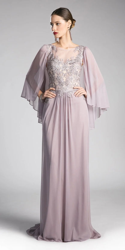 Ladivine 0C001 Size 10 Burgundy Mother of Dress Cape Shaw Lace Formal evening Gown