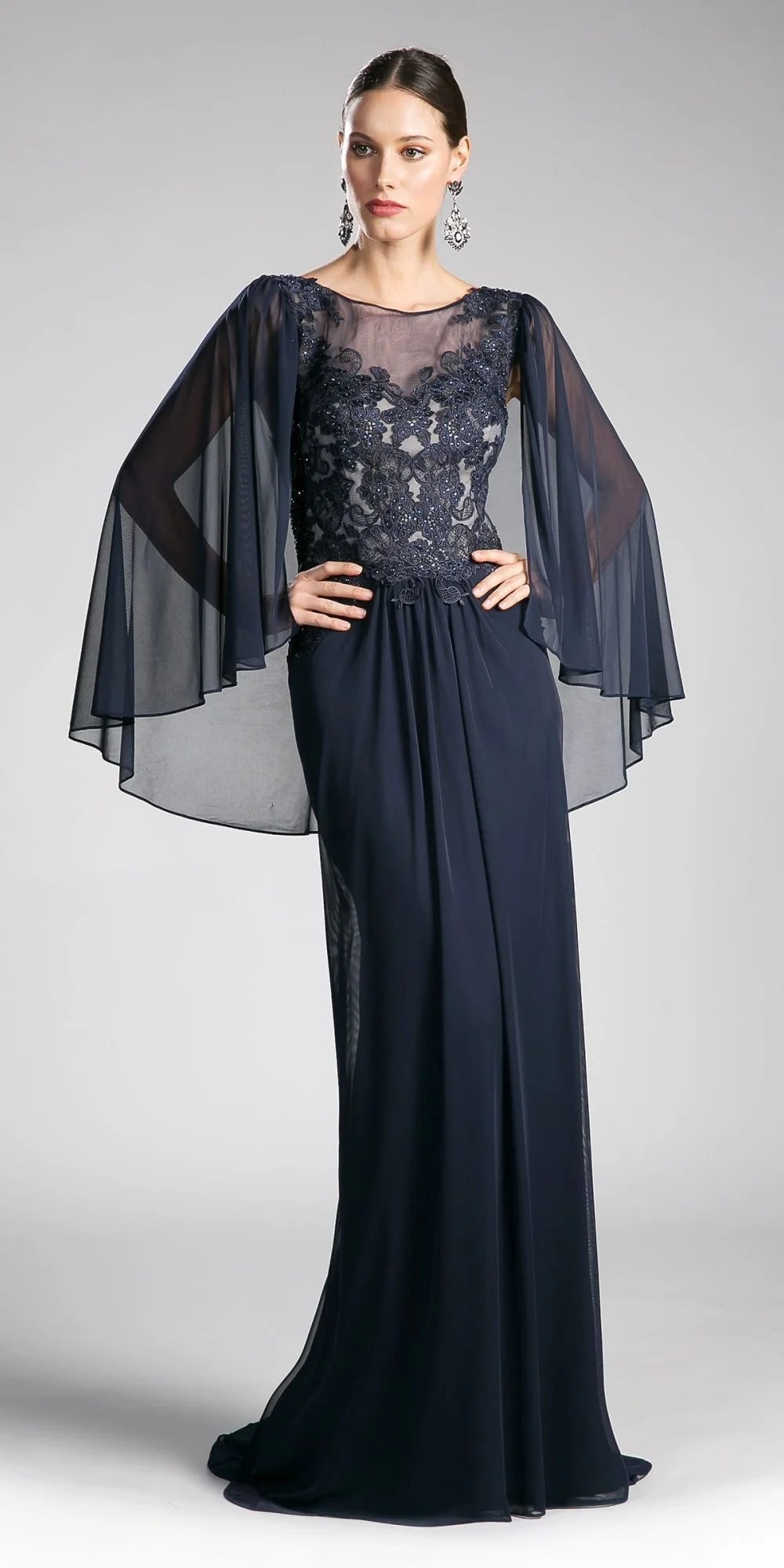 Ladivine 0C001 Size 10 Burgundy Mother of Dress Cape Shaw Lace Formal evening Gown