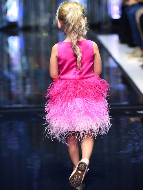 Marc Defang 5118 Girls Short Feather Ombre Pageant Dress Pink Formal Kids Fun Fashion 9 / Hot Pink Marc Defang 5118 Girls Short Feather Ombre Pageant Dress Pink Formal Kids Fun Fashion 9 / Hot Pink