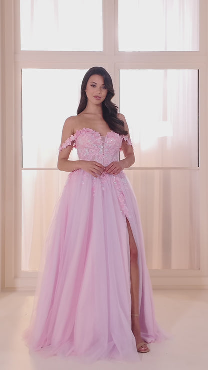 Ellie Wilde EW36214 Lace Prom Dress Corset Off the Shoulder Formal Gown