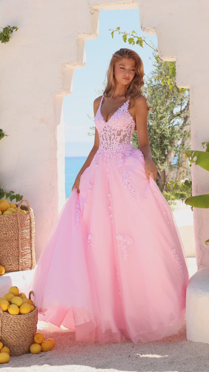 Amarra 89523 Sheer Lace Corset Prom Dress Ballgown