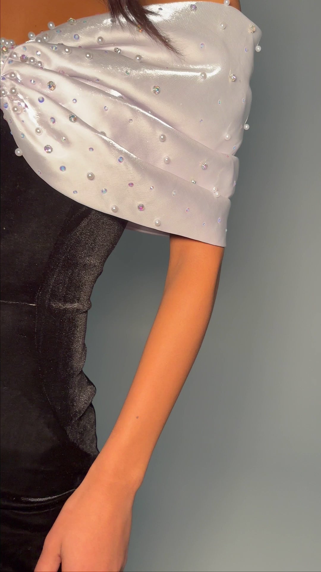 Ashley Lauren 11535 Prom Strapless Off Shoulder Velvet Jumpsuit