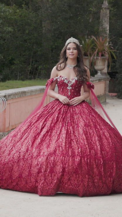 Amarra 54212 Quinceanera Gown Ballgown Ruffle Train off the Shoulder Party Dress Formal