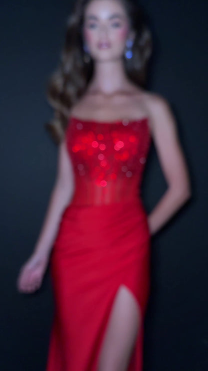 Make a grand entrance with ASHLEYlauren 12087 an elegant pearl beaded prom dress featuring a fully beaded bodice with dazzling press-on sequins. The figure-flattering silhouette showcases a ruched side slit skirt with a sweeping train, perfect for proms, galas, or formal occasions.

Available in Lilac, Black, Ice Pink, Sky, White, Red, Pink
Ideal for Proms, Galas, Formal Occasions
Jersey Fabric with Press-On Sequin Beading, Fitted Bodice, Ruched Side Slit Skirt, and Sweeping Train

This gown offers a fitted