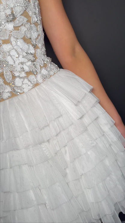 Ashley Lauren 4671 Strapless Cocktail Dress Tulle Skirt